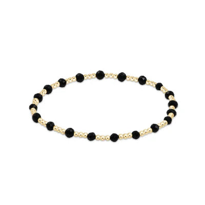 Gemstone Gold Sincerity Pattern 3mm Bead Bracelet - Faceted Onyx BRACELETS ENEWTON