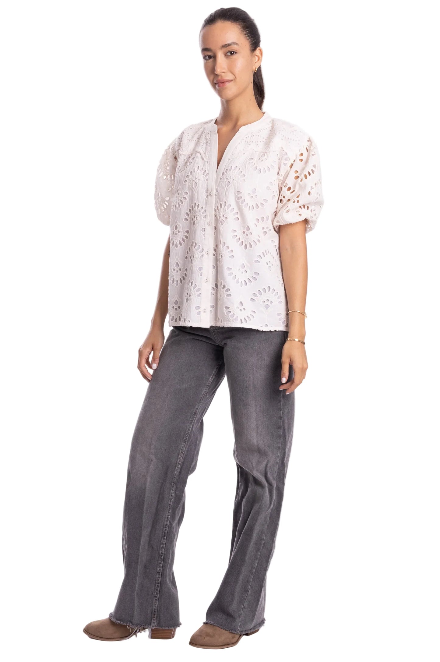 Luisa Blouse - Eyelet Light Ivory