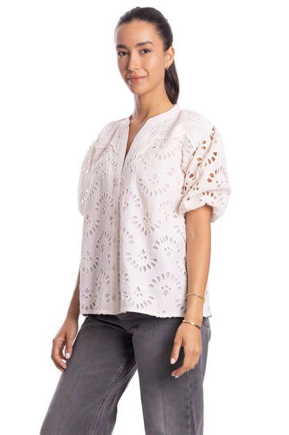 Luisa Blouse - Eyelet Light Ivory