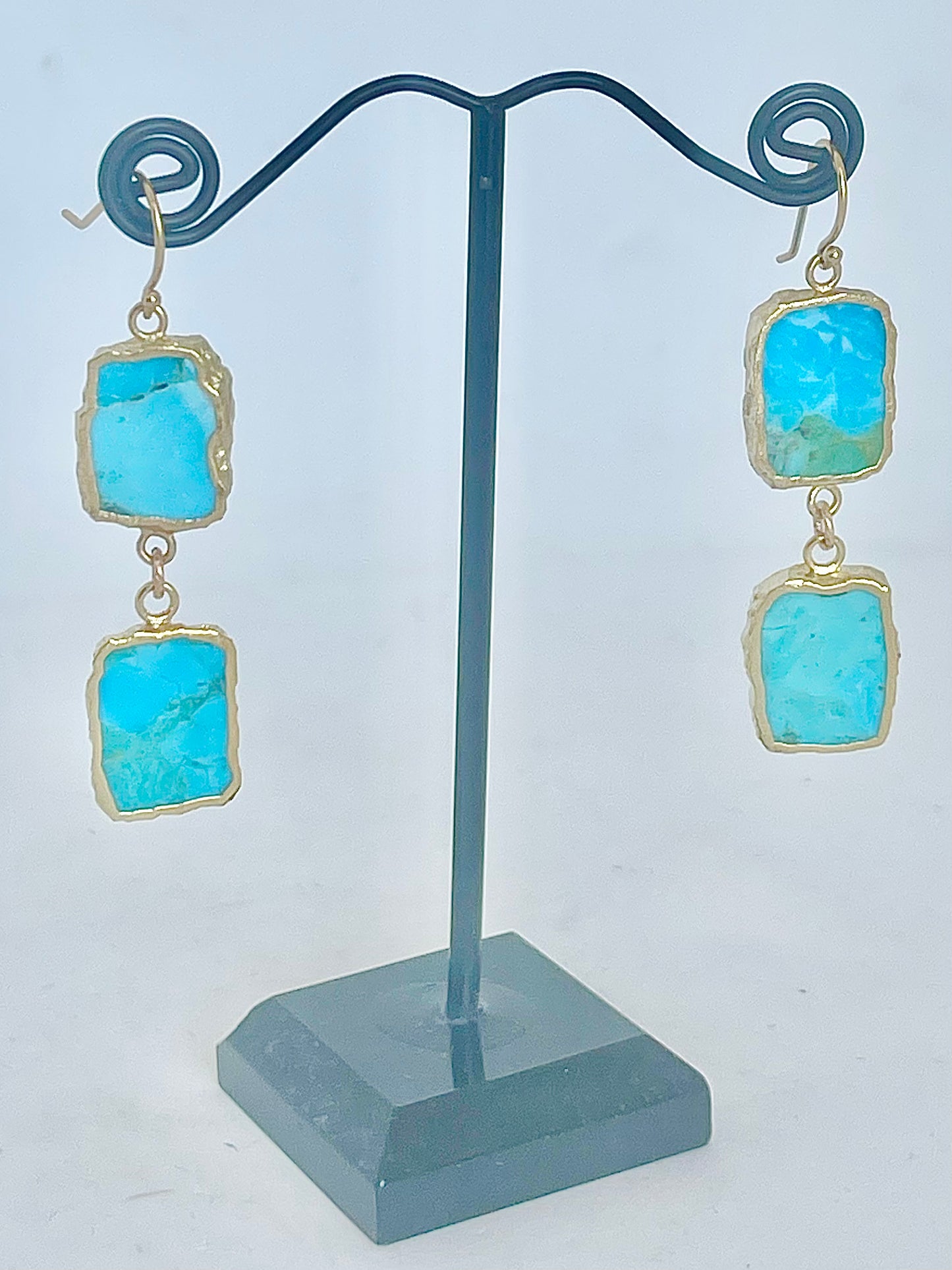 Blue Turquoise Gold Earrings  Trends & Traditions Boutique   