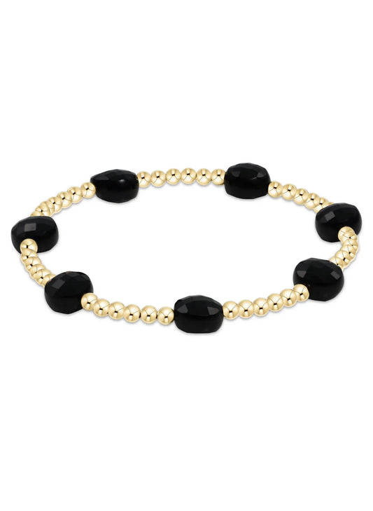 Admire Gold 3mm Bead Bracelet - Faceted Onyx BRACELETS ENEWTON