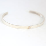 4MM Sterling Silver Cuff with Diamond and 14kt Gold Bezel