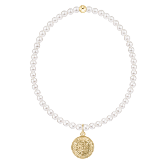 Classic Pearl 3mm Bracelet - Blessing Gold Disc BRACELETS ENEWTON
