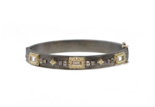 Crivelli Yellow Gold Diamonds and Morganite Huggie Bracelet Bracelets Armenta   