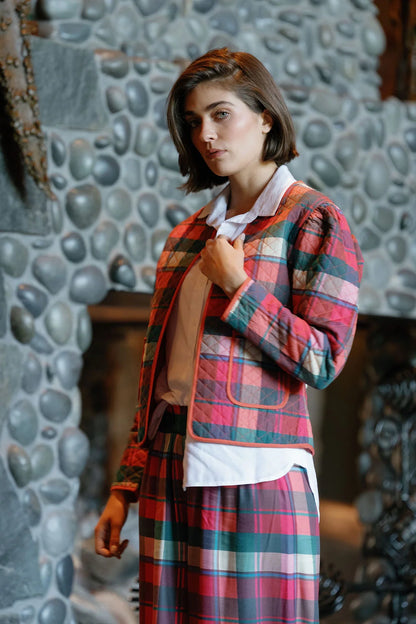 Charlotte Quilted Plaid Jacket - Checker Pink CARDYORJKT Briton Court