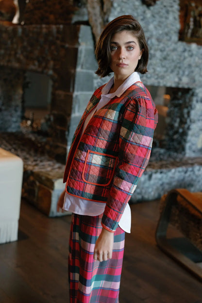 Charlotte Quilted Plaid Jacket - Checker Pink CARDYORJKT Briton Court