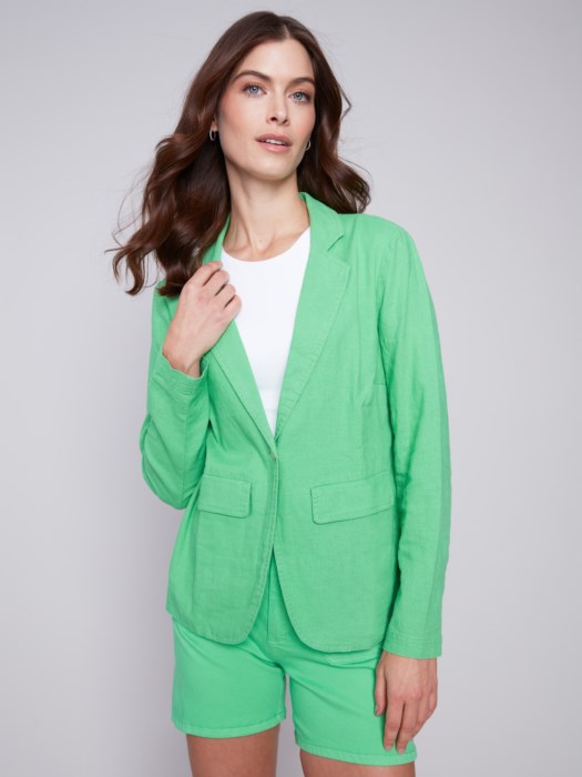 Light Linen Blend Blazer - Emerald Blazer Charlie B   