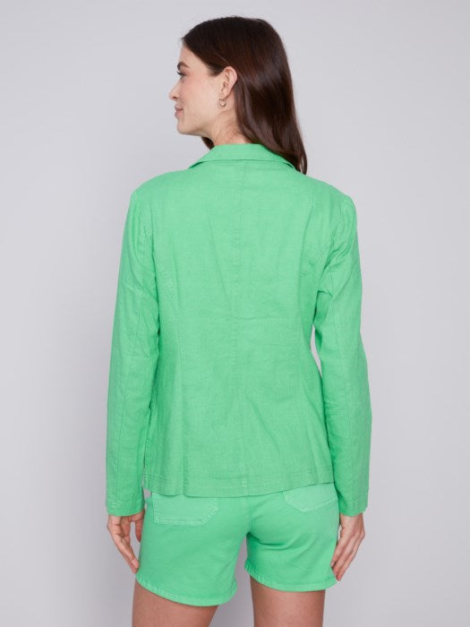 Light Linen Blend Blazer - Emerald Blazer Charlie B   