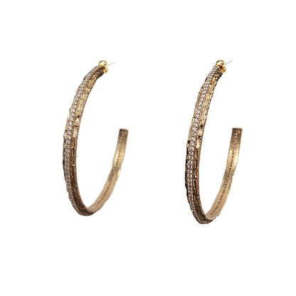 GOLD EGY CRYSTAL THIN HOOPS 2” Earrings TAT2Designs   