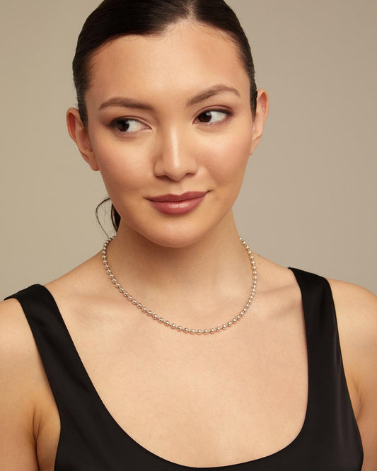 Sterling Silver-Plated Beads Chain Necklace Necklaces Uno de 50