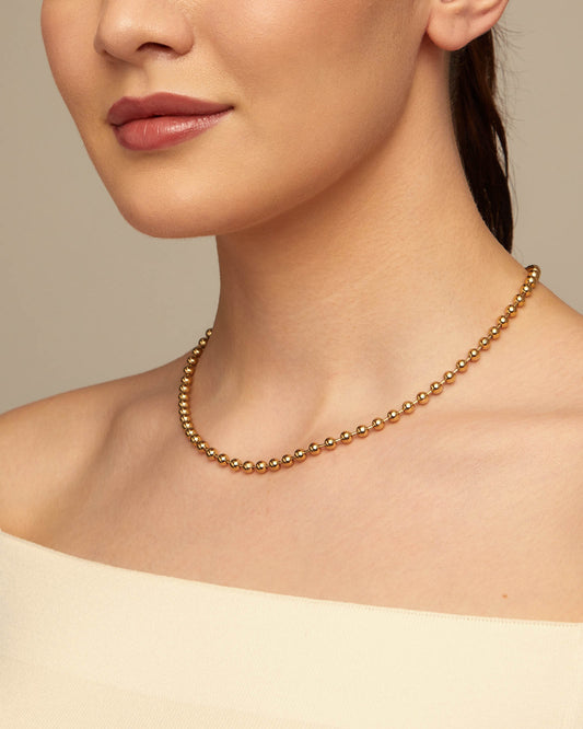 18K Gold-Plated Beads Chain Necklace NECKLACES Uno de 50