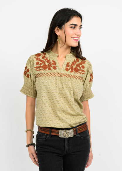 Camilla Top - Brown Bird Embroidery Tops SISTER MARY