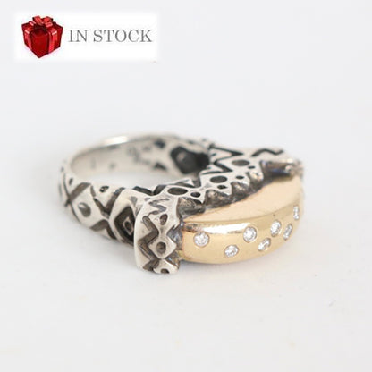 10 Diamonds Rounded Gold Top Ring Rings Dian Malouf   