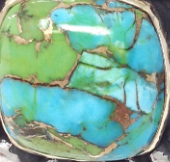 African Zigzag Ring with Stone Rings Dian Malouf 5 Green/Blue Mohave Turquoise 
