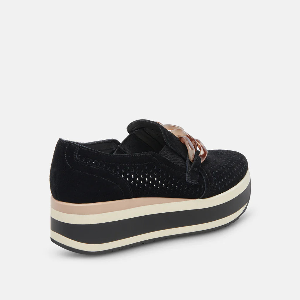 Jhenee Chain Loafer Platform Sneakers - Onyx Suede Flats Dolce Vita   