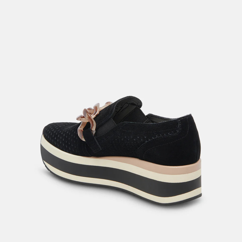 Jhenee Chain Loafer Platform Sneakers - Onyx Suede Flats Dolce Vita   