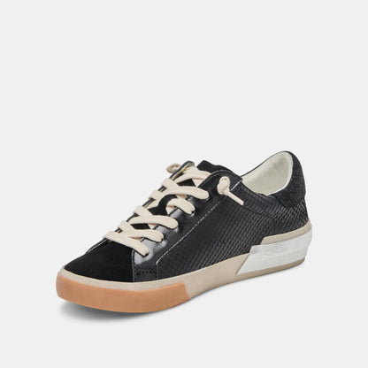 Zina Sneakers - Black Onyx Embossed Leather Sneakers Dolce Vita   