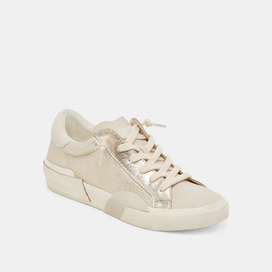 Zina Sneakers - Champagne Embossed Leather Sneakers Dolce Vita