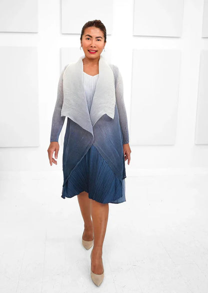 Alquema Short Collare Coat & Estrella Dress Matching Set - Marshmello to Indigo Coat Alquema