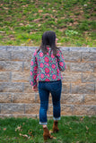 Reversible Quilted Jacket - Pink Flower Art