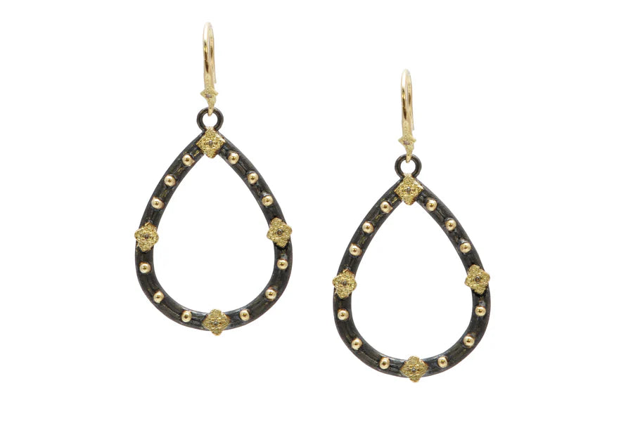 Open Pear Crivelli Gold Dots Drop Earrings EARRINGS Armenta   