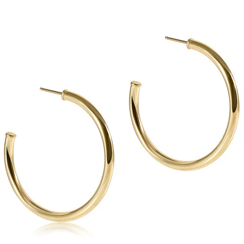Round Smooth Gold 1.5" Post Hoop - 3mm Earrings ENEWTON