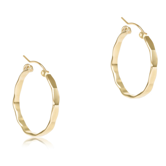 Scalloped Round Gold 1.25" Hoop - Smooth EARRINGS ENEWTON