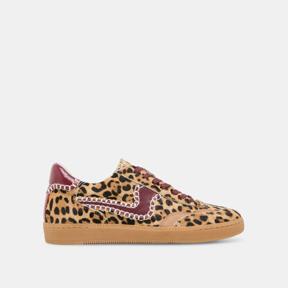 Notice Stitch Sneakers - Burgundy Leopard Calf Hair Sneakers Dolce Vita
