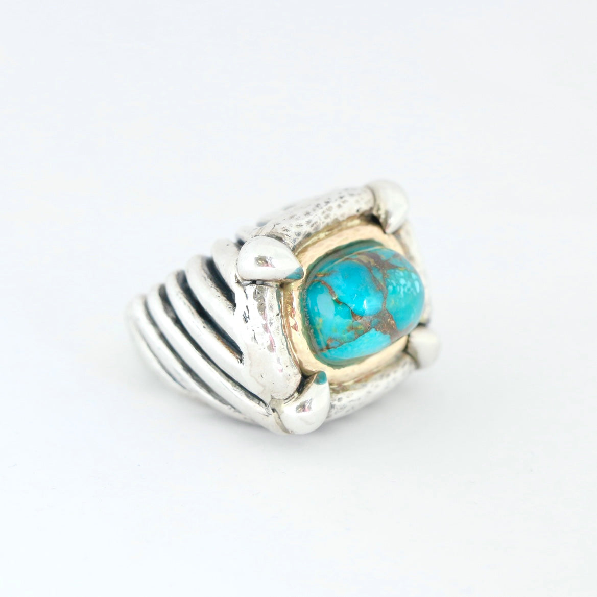 Stunning Natural Teal Turquoise Ring Rings Dian Malouf   
