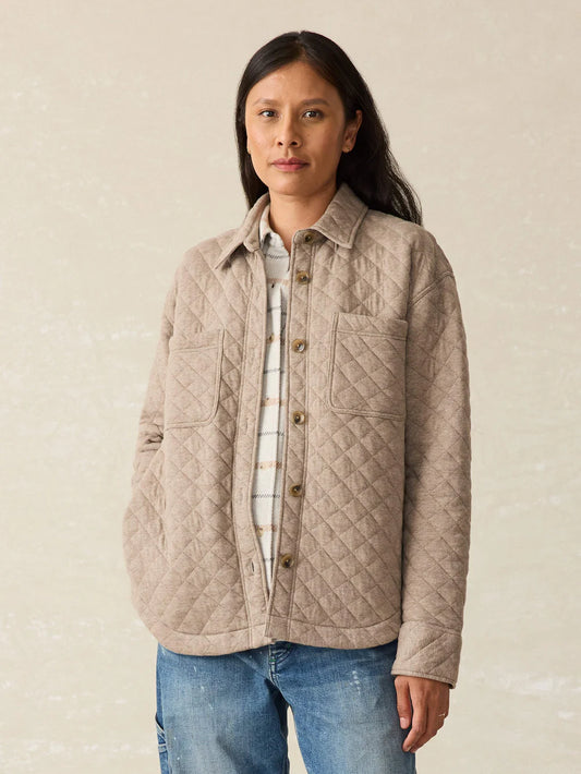 Epic Quilted Fleece Shacket - Mink Heather Jackets Faherty Brand   