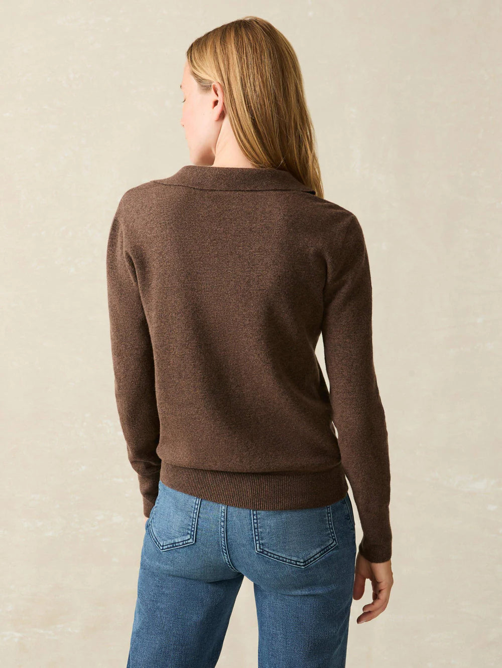 Jackson Sweater Polo - Mocha Heather Sweaters Faherty Brand   