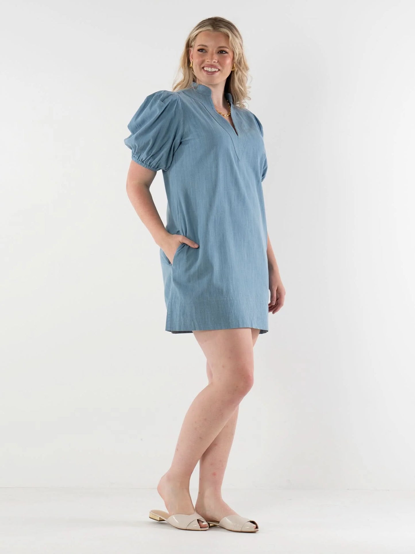 Hampton Dress - Denim Chambray