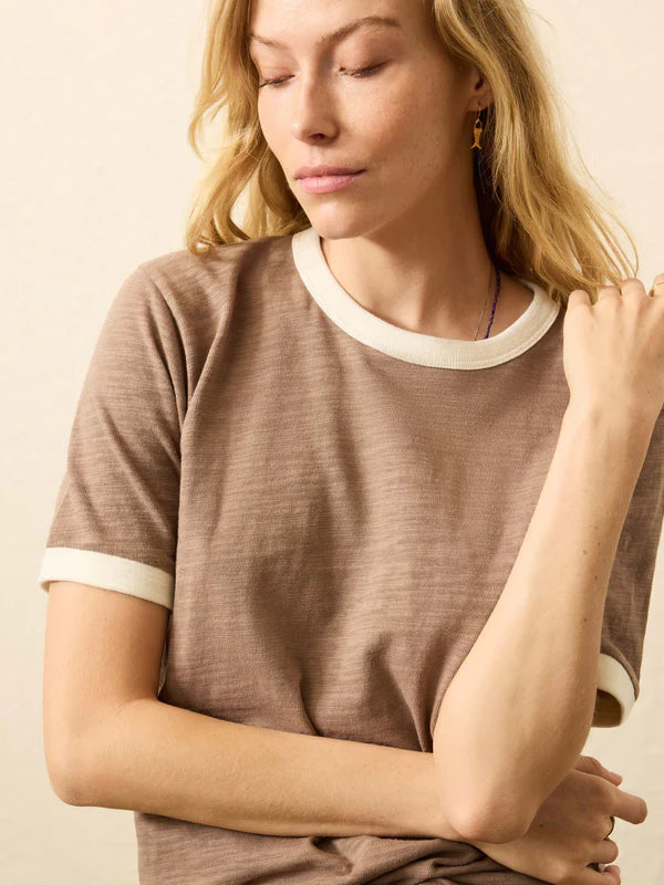 Sunwashed Slub Camp Tee - Wood Smoke Cotton Tops Faherty Brand
