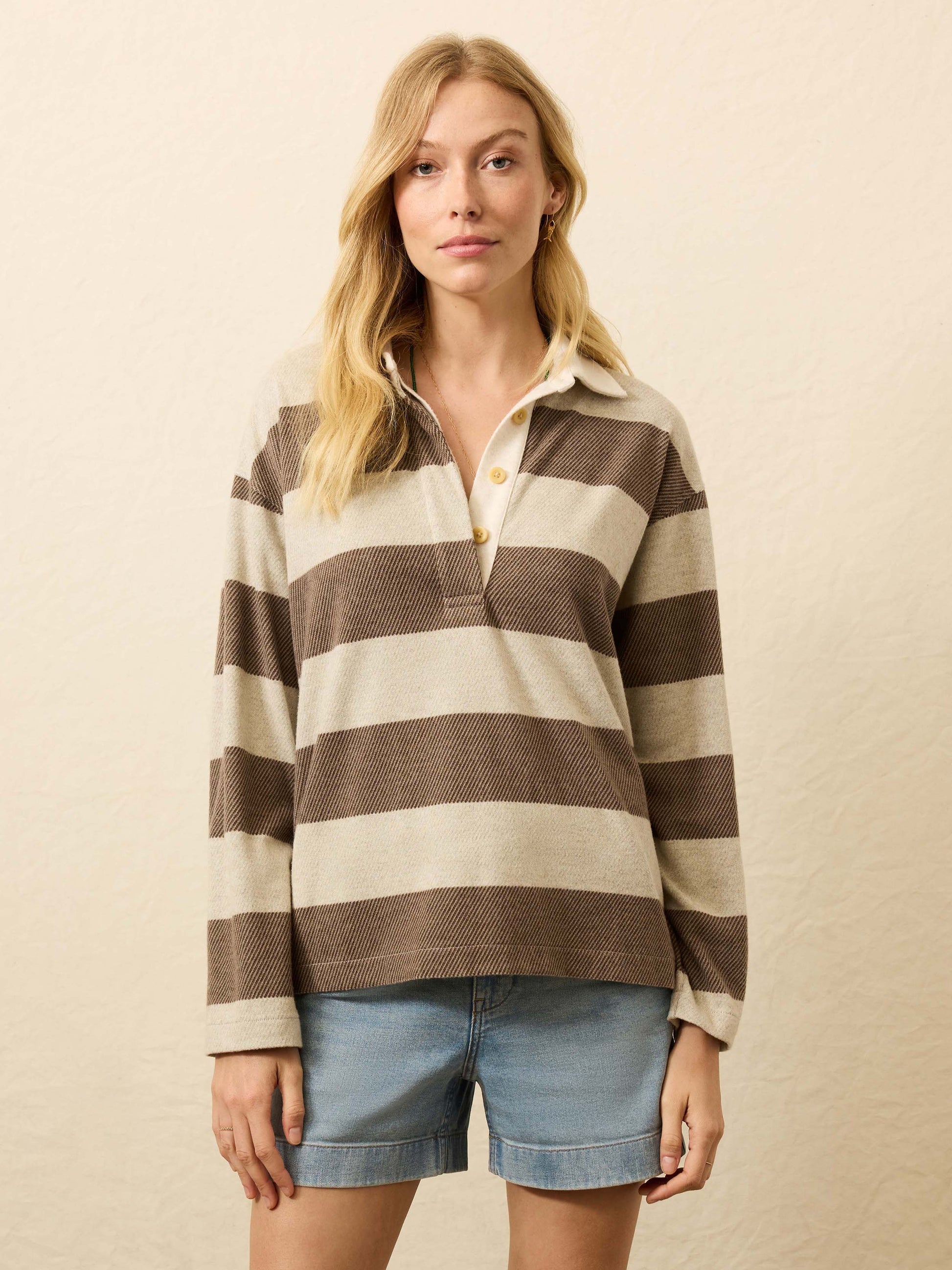Legend Sweater Rugby Popover - Mocha Rugby TOP Faherty Brand