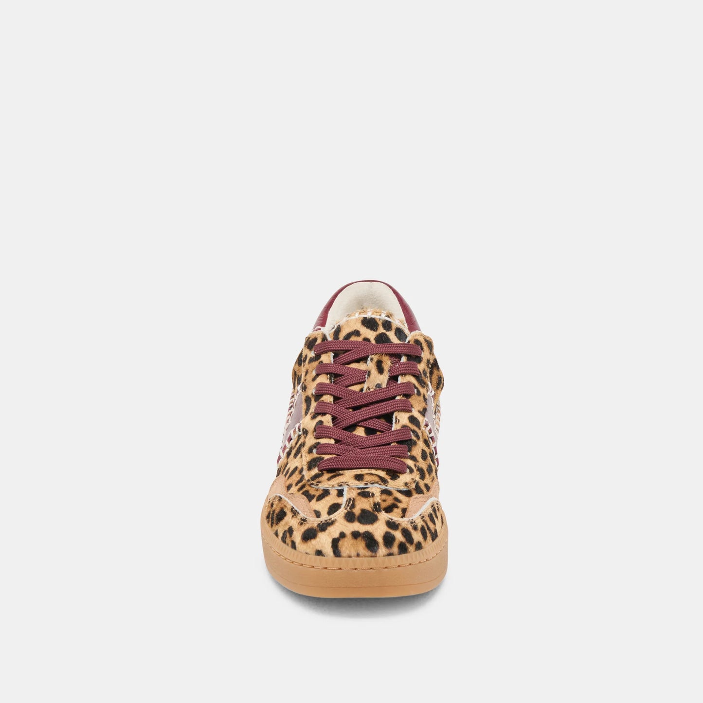 Notice Stitch Sneakers - Burgundy Leopard Calf Hair Sneakers Dolce Vita