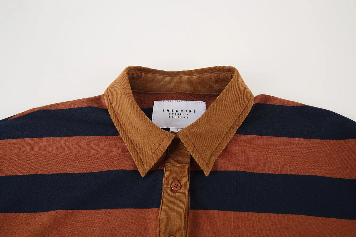 The Rugby Crop Shirt - Tobacco/Navy
