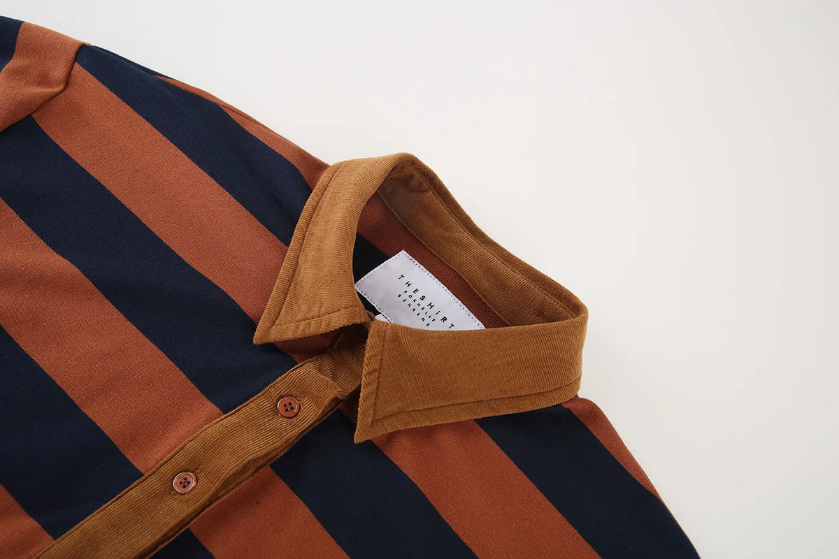 The Rugby Crop Shirt - Tobacco/Navy