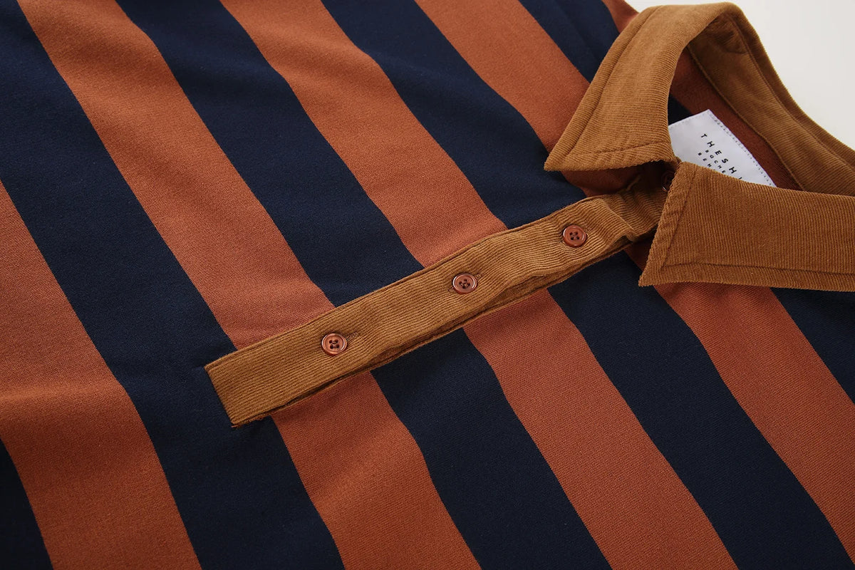 The Rugby Crop Shirt - Tobacco/Navy