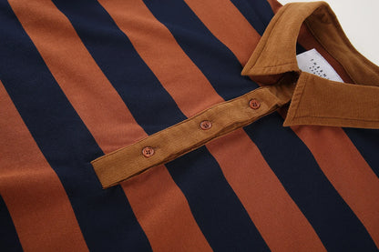 The Rugby Crop Shirt - Tobacco/Navy