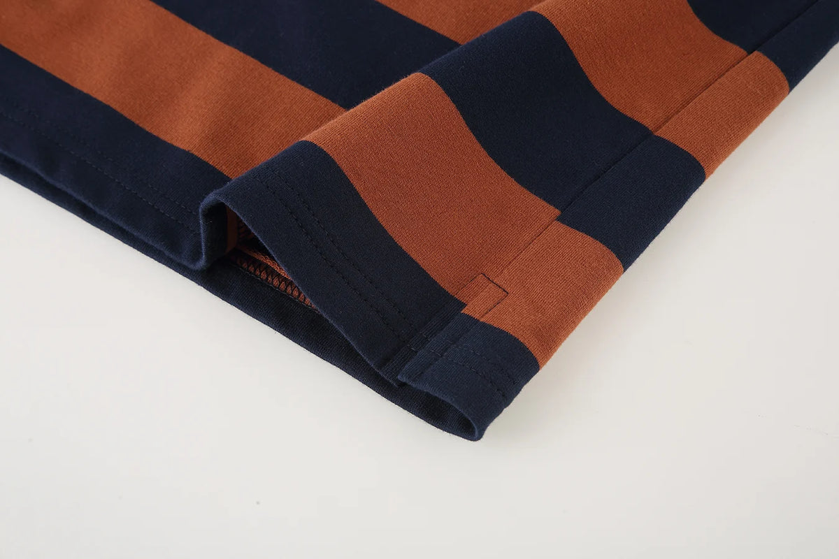 The Rugby Crop Shirt - Tobacco/Navy
