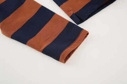 The Rugby Crop Shirt - Tobacco/Navy
