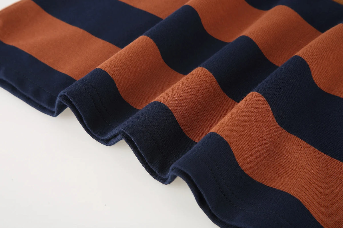 The Rugby Crop Shirt - Tobacco/Navy