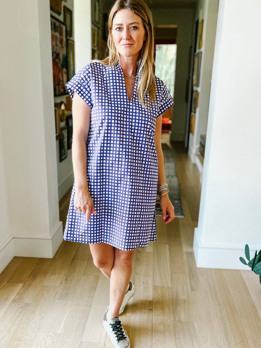 Nancy Dress - Purple Tiny Check Dress BROOKE WRIGHT