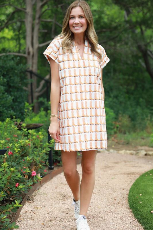 Nancy Dress - Orange Boots Dress BROOKE WRIGHT