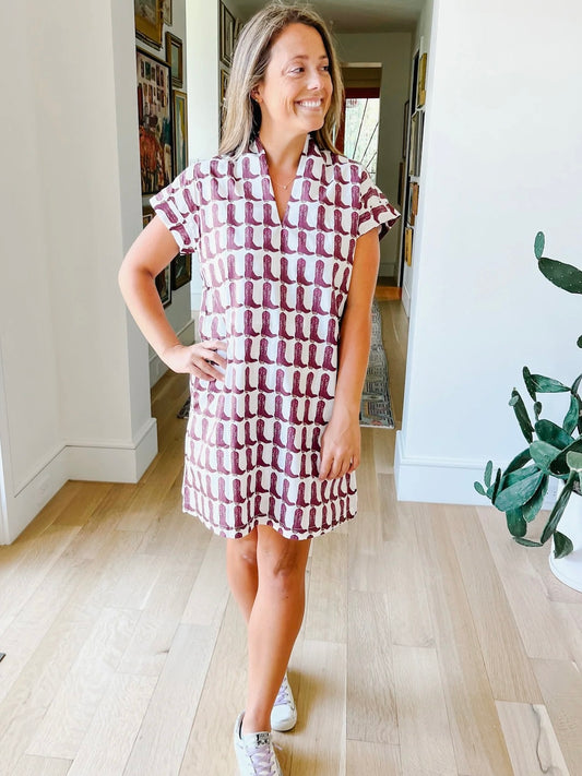 Nancy Dress - Maroon Boots Dress BROOKE WRIGHT