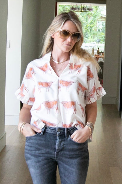 Pleated Sleeve Top - Longhorns TOP BROOKE WRIGHT