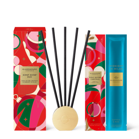 Christmas Scent Scene Duo - Night Before Christmas & Midnight In Milan Reed Diffusers Glasshouse Fragrances