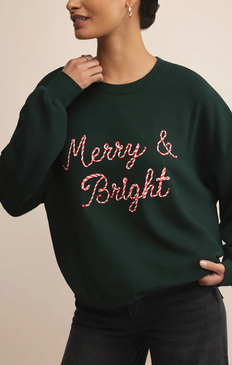Candy Cane Merry and Bright Sunday Sweatshirt TOP Z Supply
