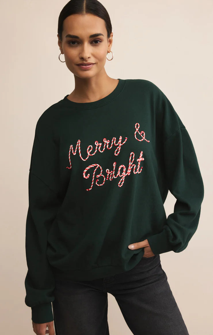 Candy Cane Merry and Bright Sunday Sweatshirt TOP Z Supply