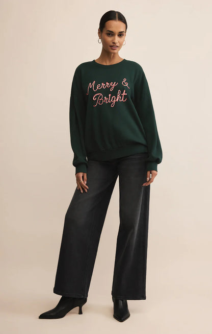 Candy Cane Merry and Bright Sunday Sweatshirt TOP Z Supply